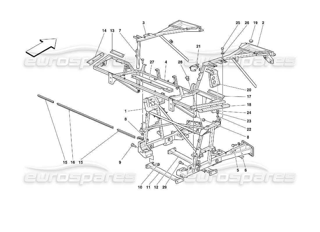 ferrari 355 (2.7 motronic) frame - rear part elements part diagram