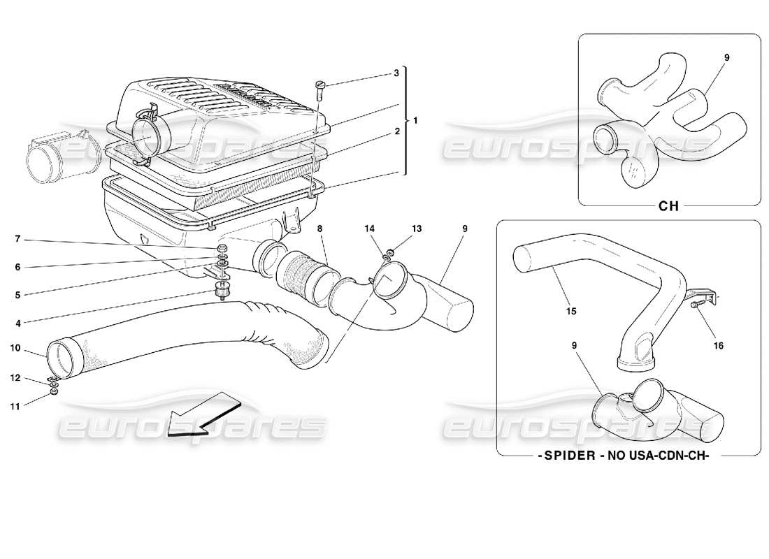 ferrari 355 (2.7 motronic) air intake part diagram