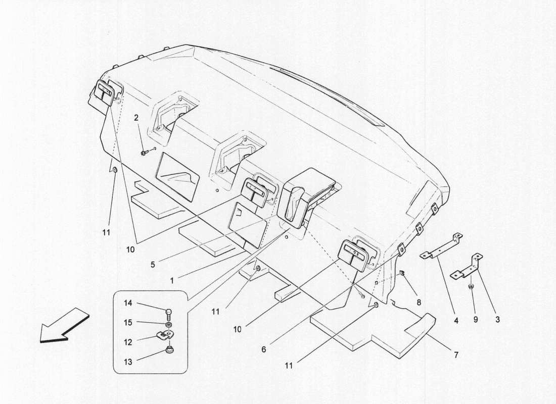 maserati qtp. v6 3.0 bt 410bhp 2wd 2017 rear parcel shelf part diagram