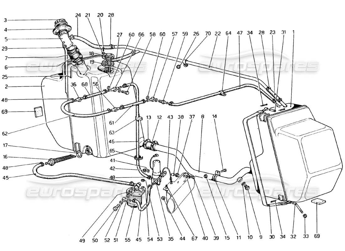 ferrari 308 gtb (1976) fuel system part diagram