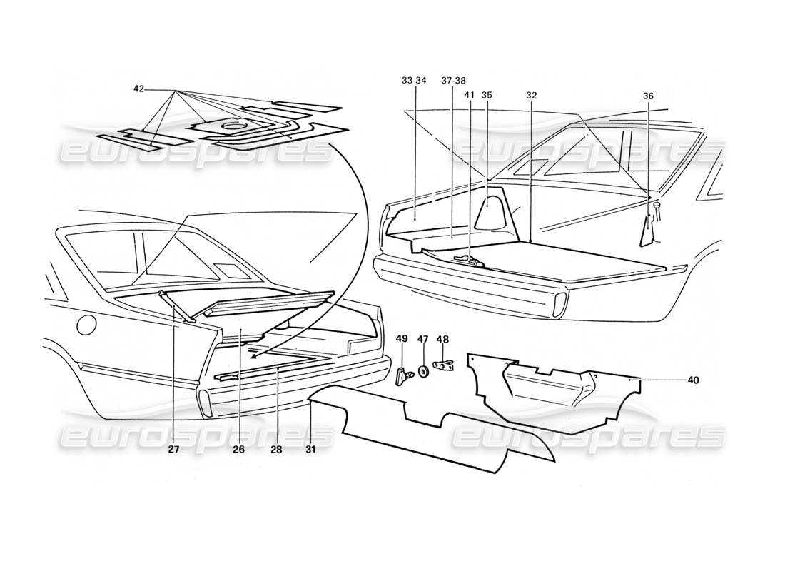 ferrari 412 (coachwork) rear boot lid (variations) part diagram