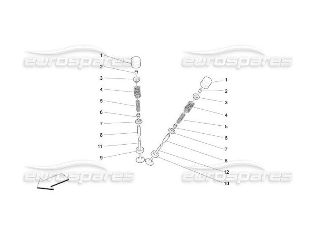 maserati qtp. (2005) 4.2 valves parts diagram