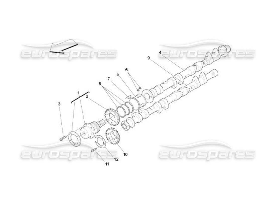 maserati qtp. (2005) 4.2 rh cylinder head camshafts parts diagram