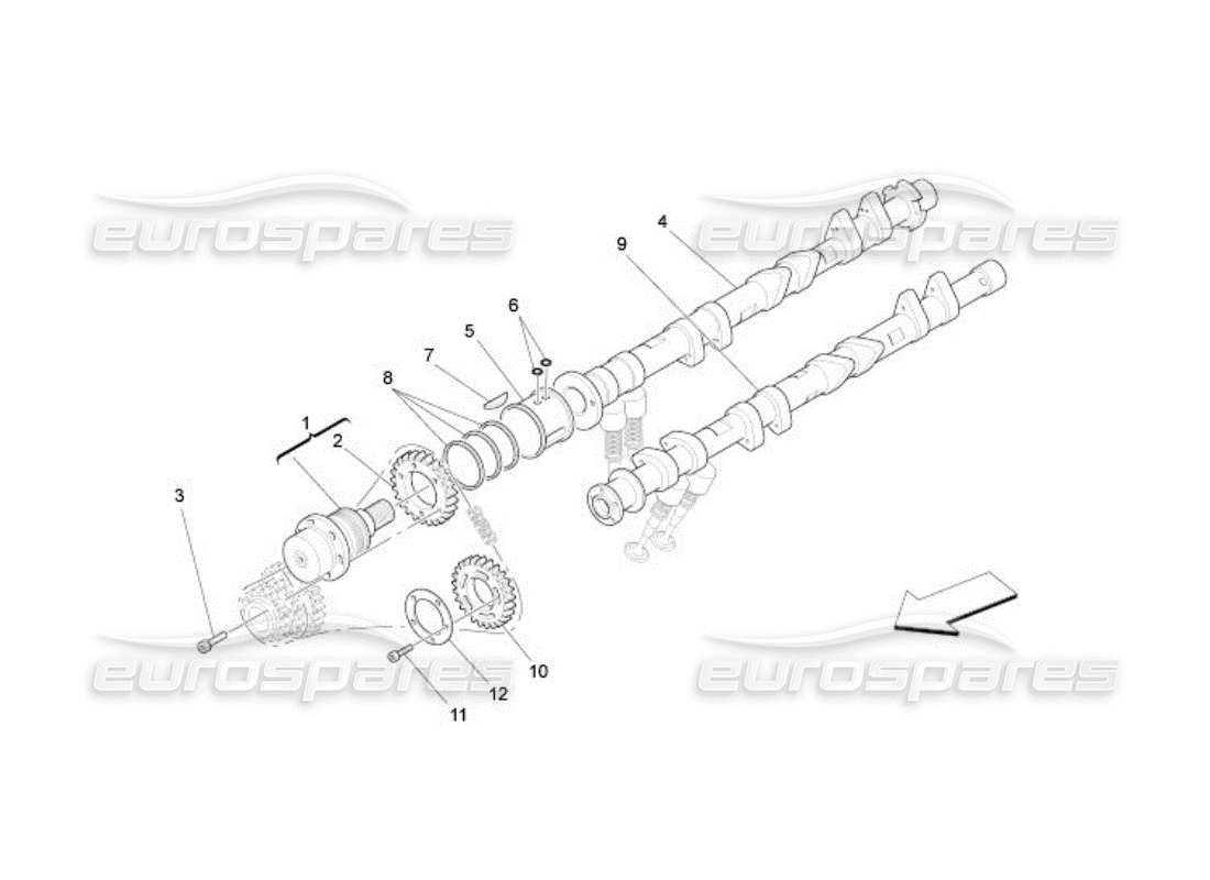 maserati qtp. (2005) 4.2 lh cylinder head camshafts parts diagram