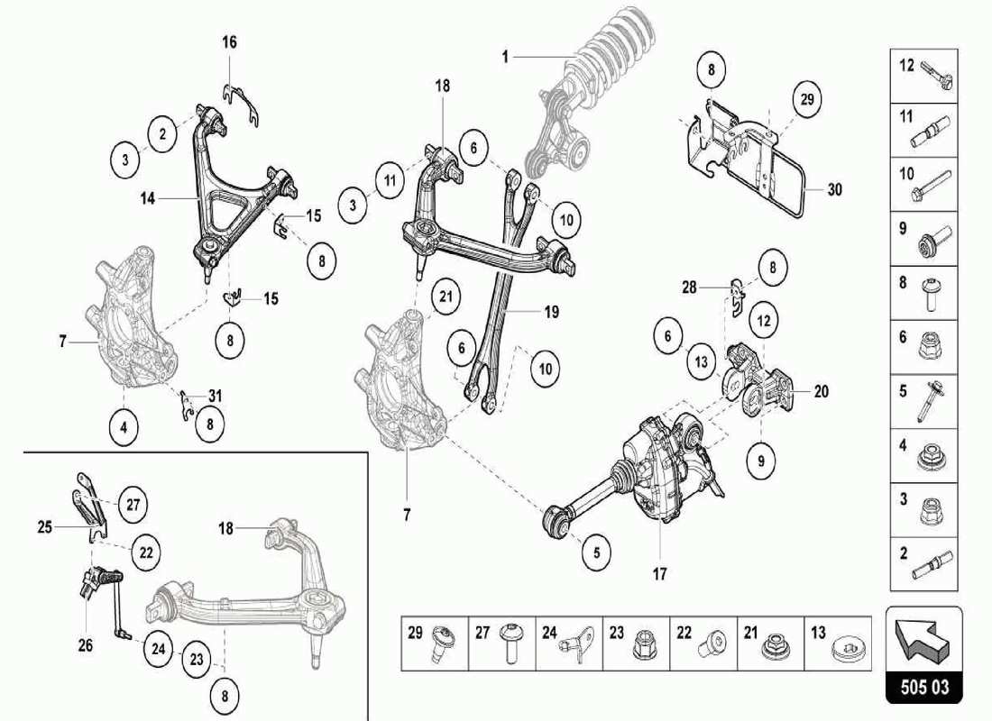 lamborghini centenario spider rear suspension part diagram