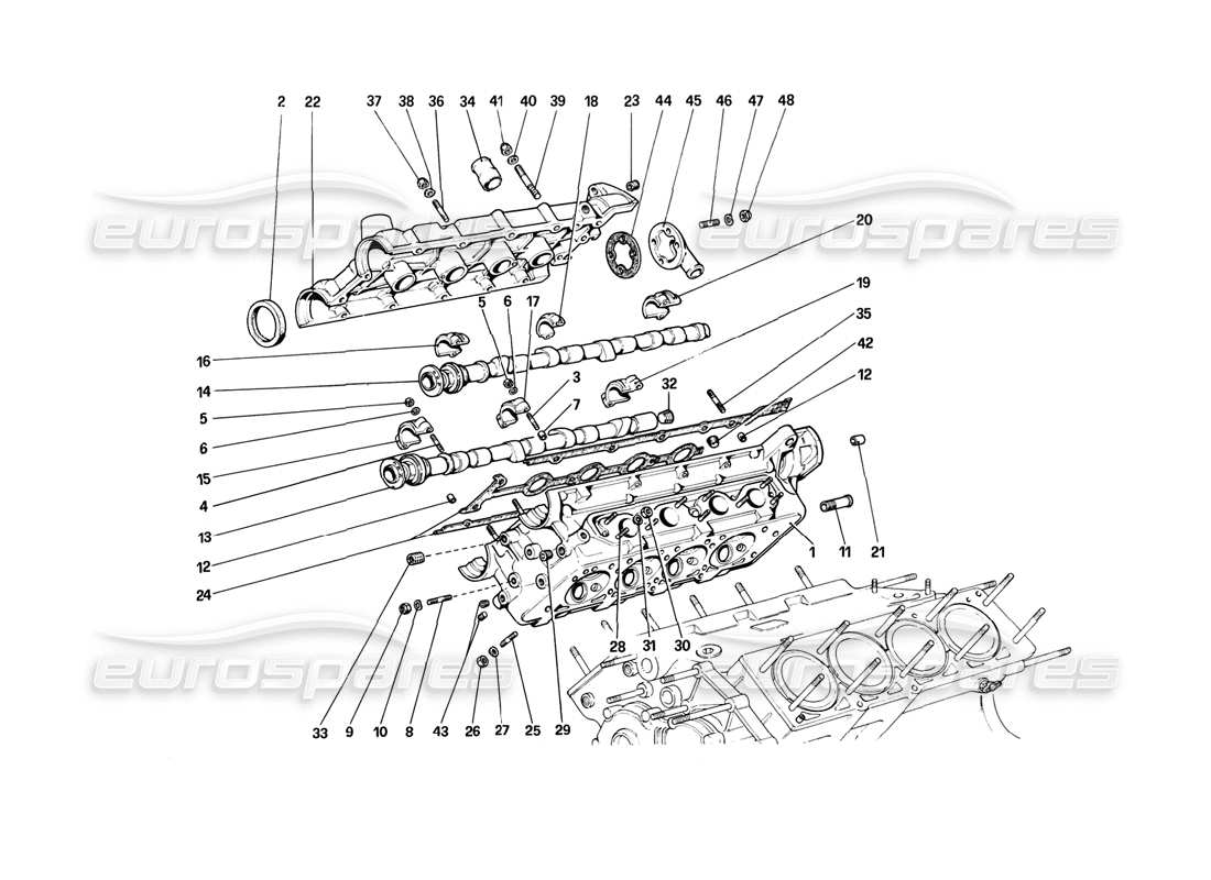 ferrari 308 (1981) gtbi/gtsi cylinder head (right) part diagram