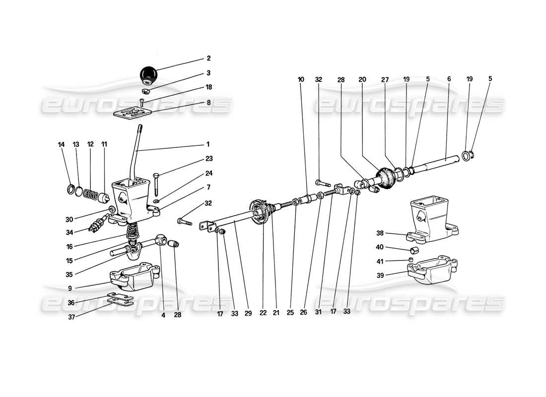 ferrari 208 turbo (1989) outside gearbox controls part diagram