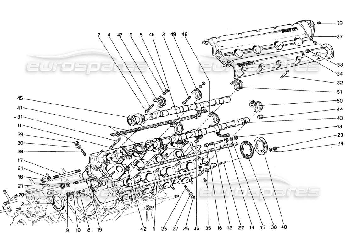 ferrari 308 gtb (1976) cylinder head (left) part diagram