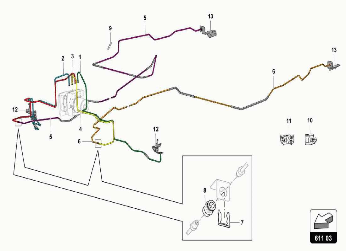 lamborghini centenario spider brake servo, pipes and vacuum system part diagram