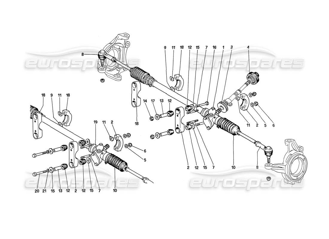 ferrari 208 turbo (1989) steering box and linkage part diagram