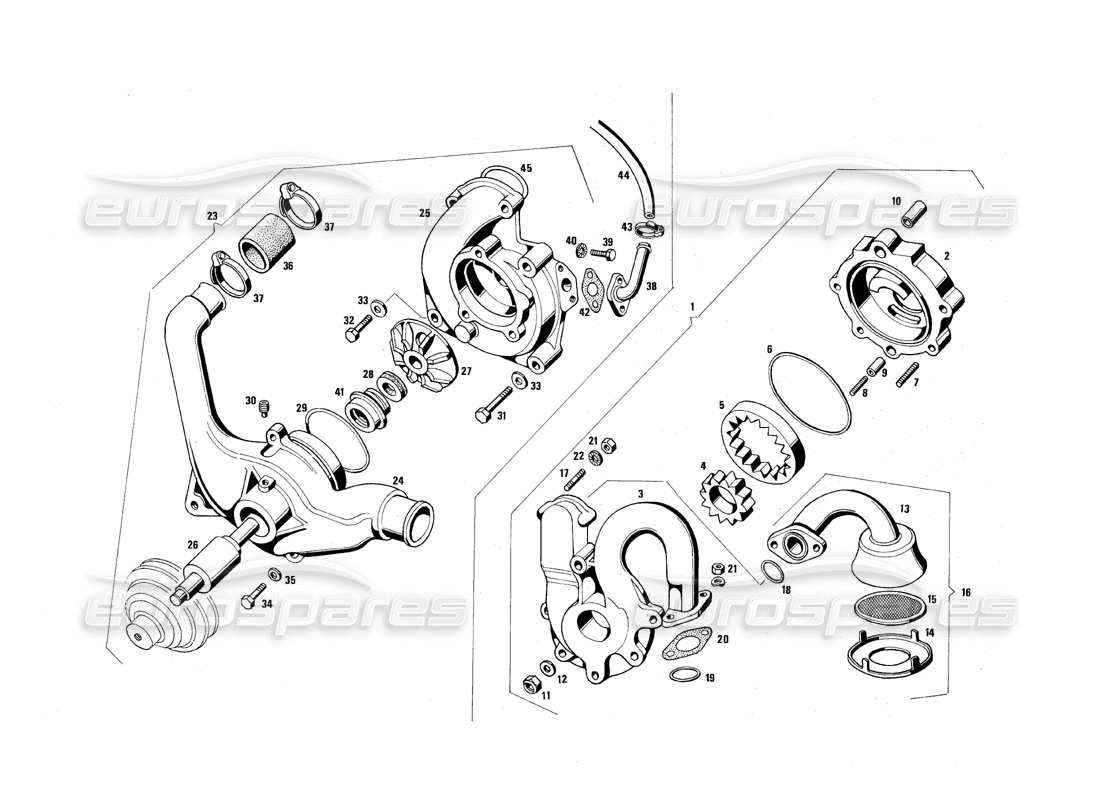 maserati qtp.v8 4.9 (s3) 1979 oil pump - water pump part diagram