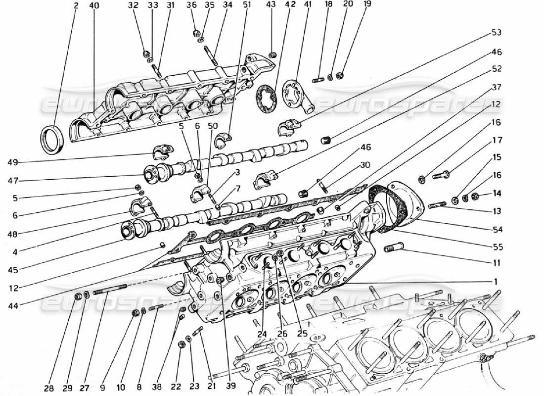 ferrari 308 gtb (1976) cylinder head (right) part diagram