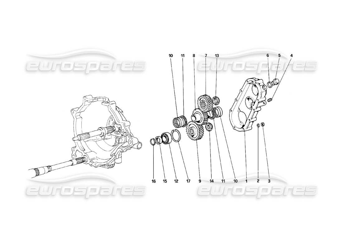 ferrari mondial 8 (1981) gearbox transmission part diagram