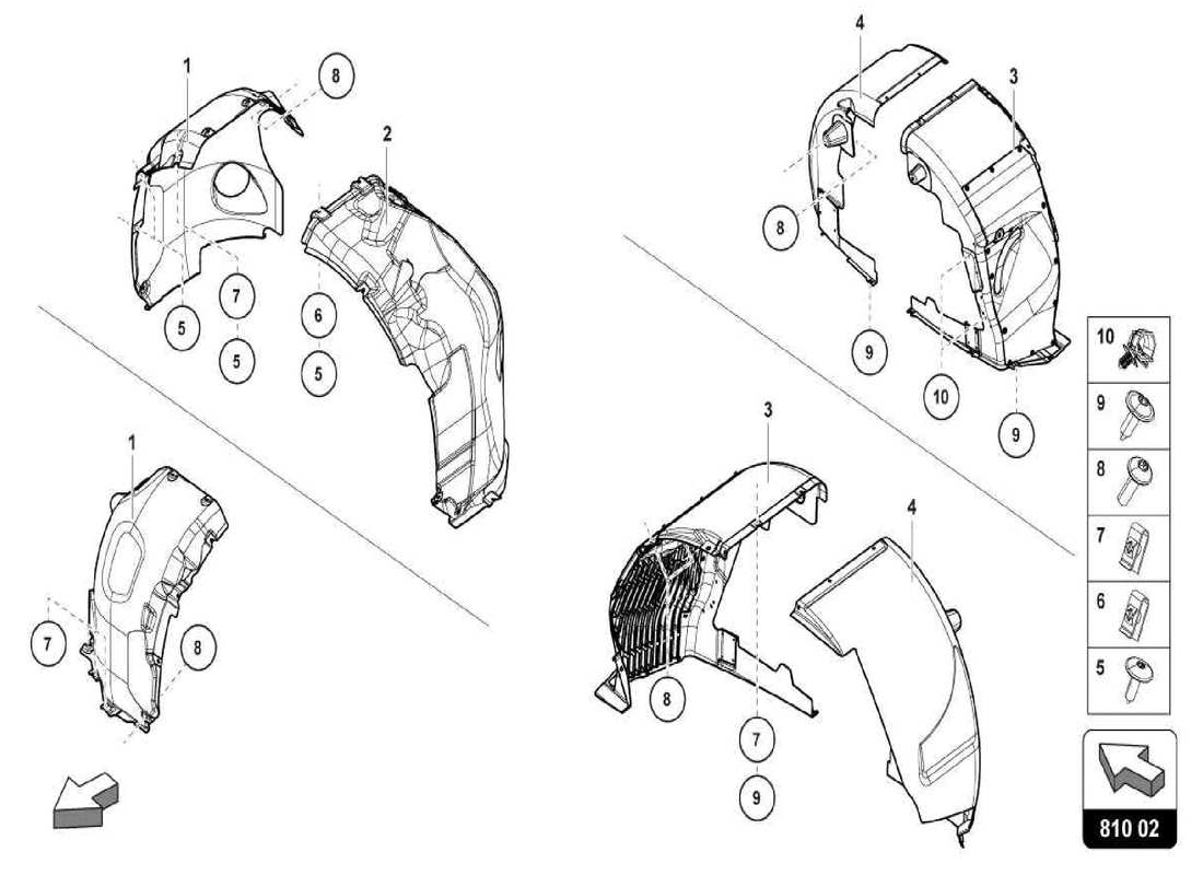 lamborghini centenario spider wheel housing trim part diagram