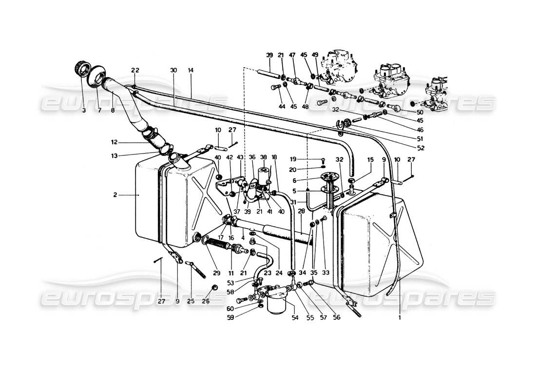 ferrari 246 dino (1975) fuel system part diagram