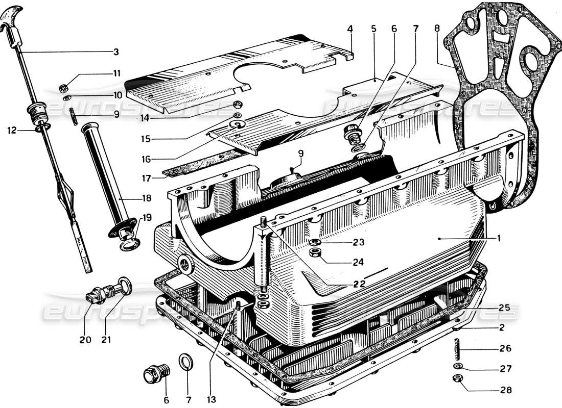 ferrari 330 gtc coupe oil sump part diagram