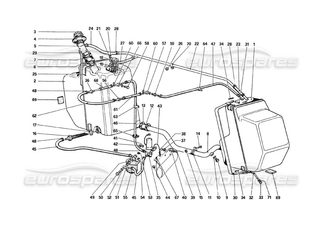 ferrari 308 gtb (1980) fuel system part diagram