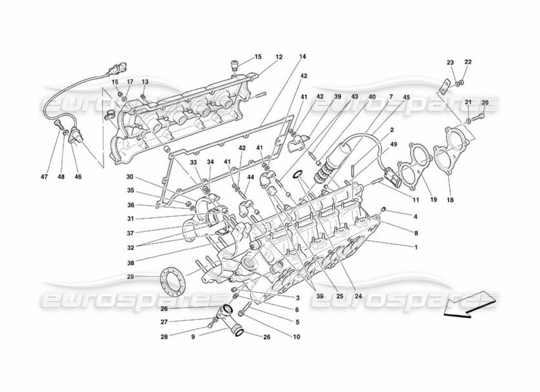 ferrari 360 challenge (2000) rh cylinder head part diagram