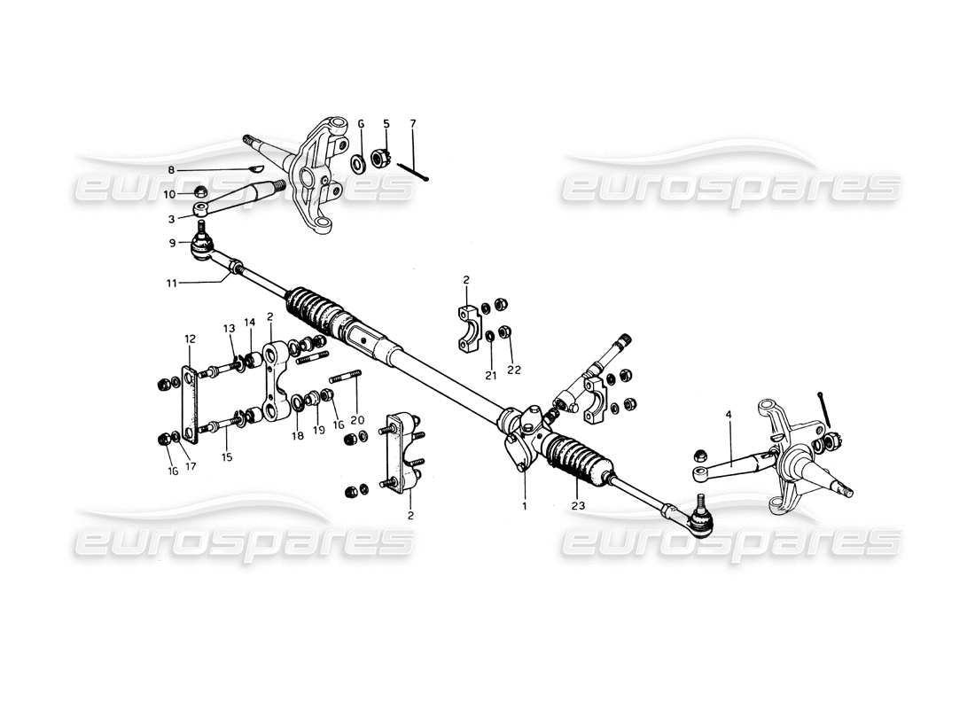 ferrari 246 dino (1975) steering box and steering linkages part diagram