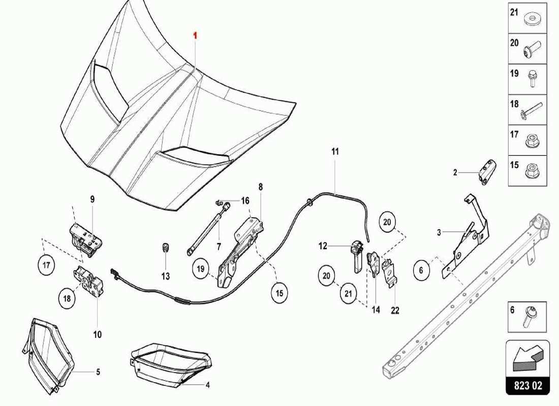 lamborghini centenario spider front hood part diagram