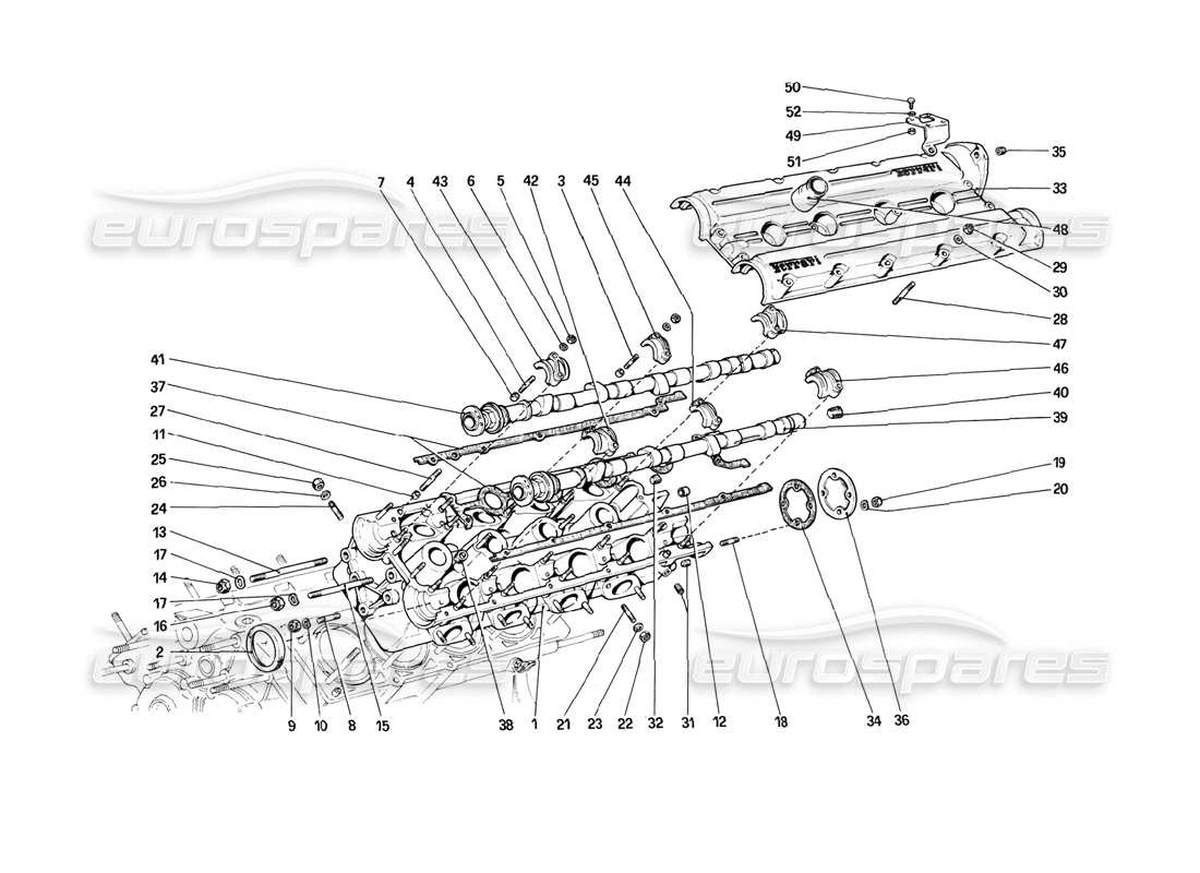 ferrari 308 (1981) gtbi/gtsi cylinder head (left) part diagram