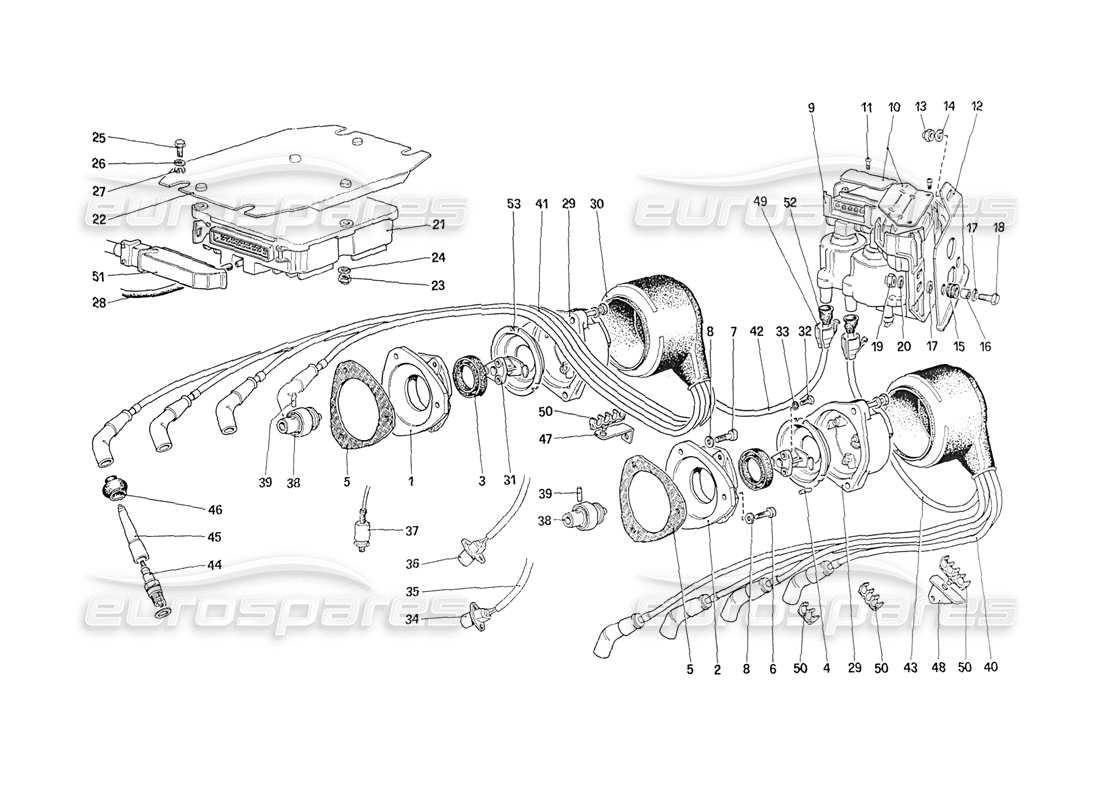 ferrari 208 turbo (1989) engine ignition part diagram