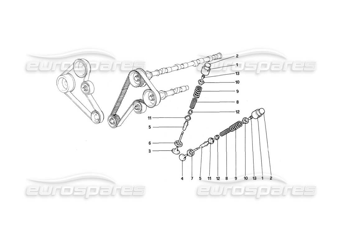 ferrari 308 (1981) gtbi/gtsi timing system - tappets parts diagram