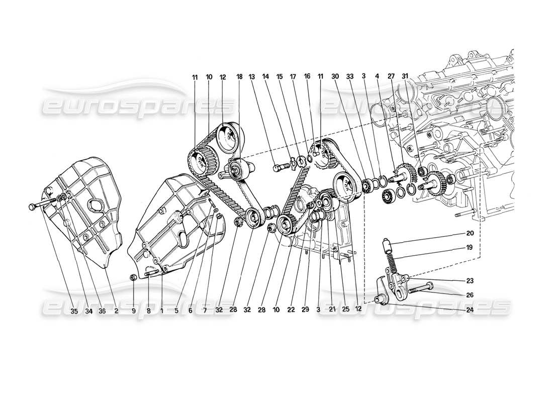 ferrari 308 (1981) gtbi/gtsi timing system - controls parts diagram