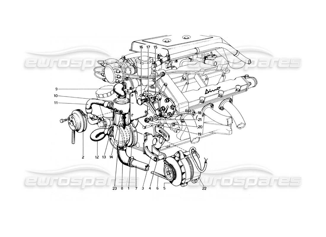 ferrari 246 dino (1975) air conditioning and other parts part diagram