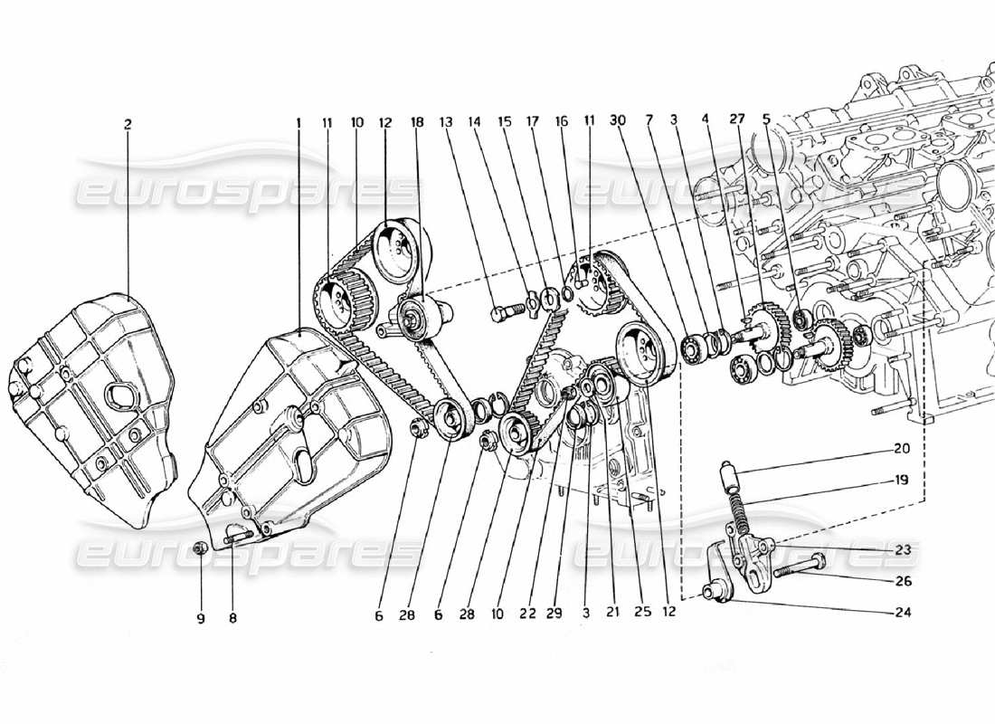 ferrari 308 gtb (1976) timing system - controls part diagram