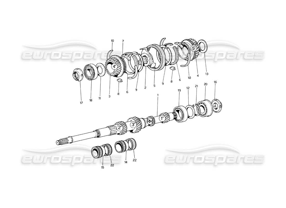 ferrari 246 dino (1975) main shaft gearing part diagram