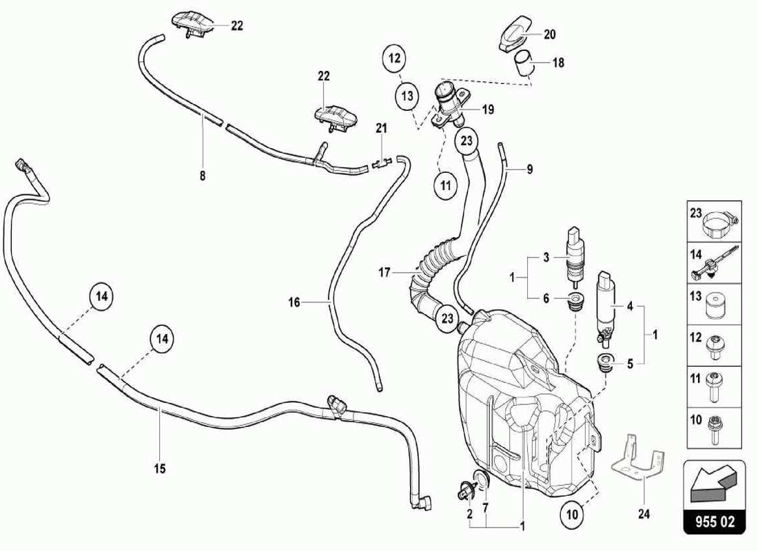 lamborghini centenario spider windscreen washer system part diagram