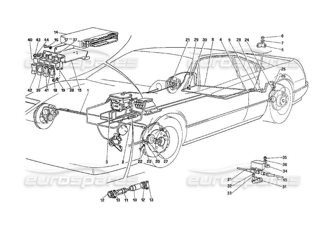 ferrari 208 turbo (1989) anti skid system part diagram