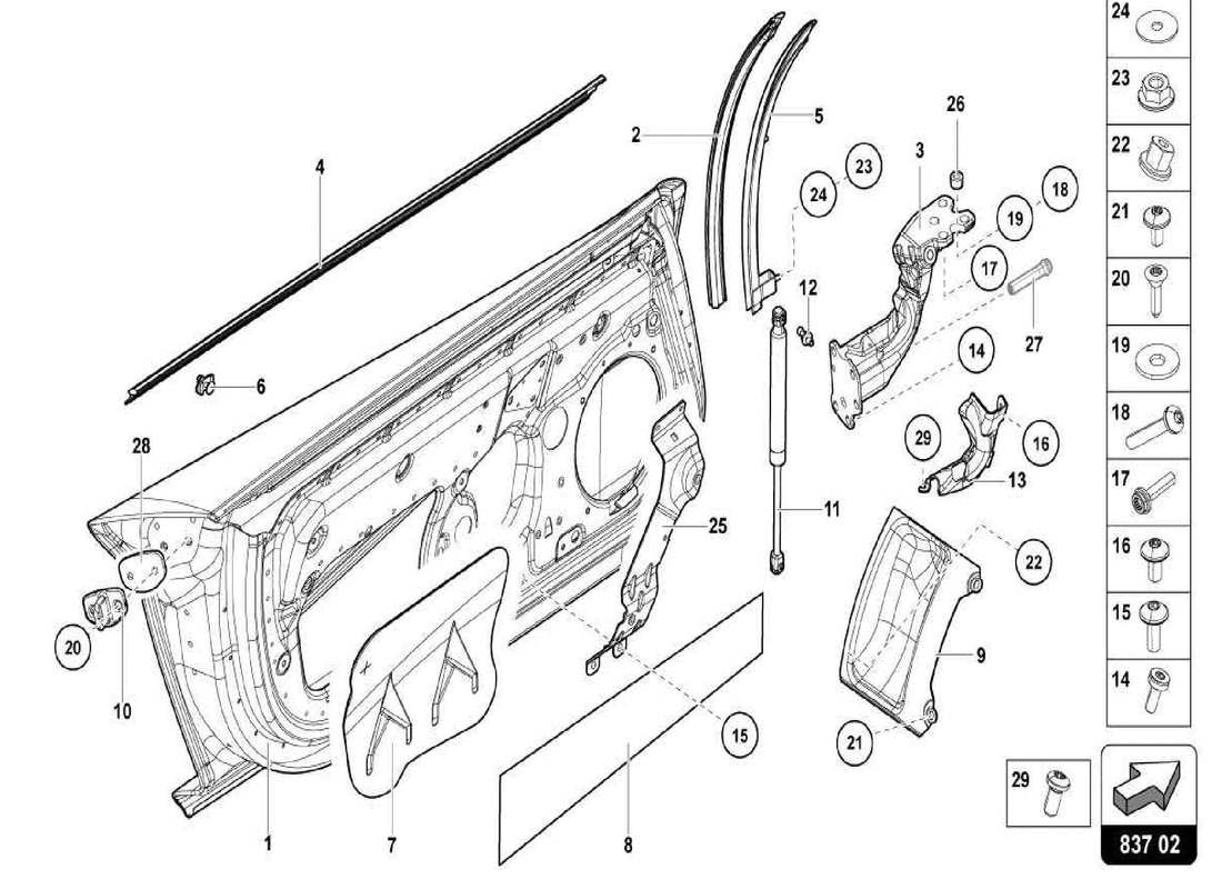 lamborghini centenario spider driver and passenger door part diagram