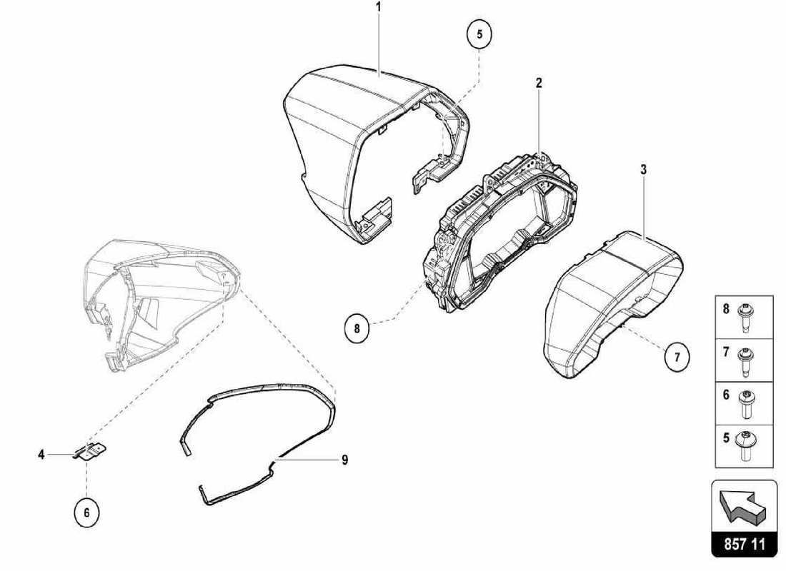 lamborghini centenario spider combi-instrument part diagram