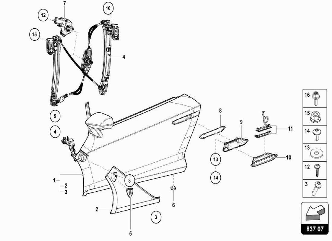 lamborghini centenario spider driver and passenger door part diagram