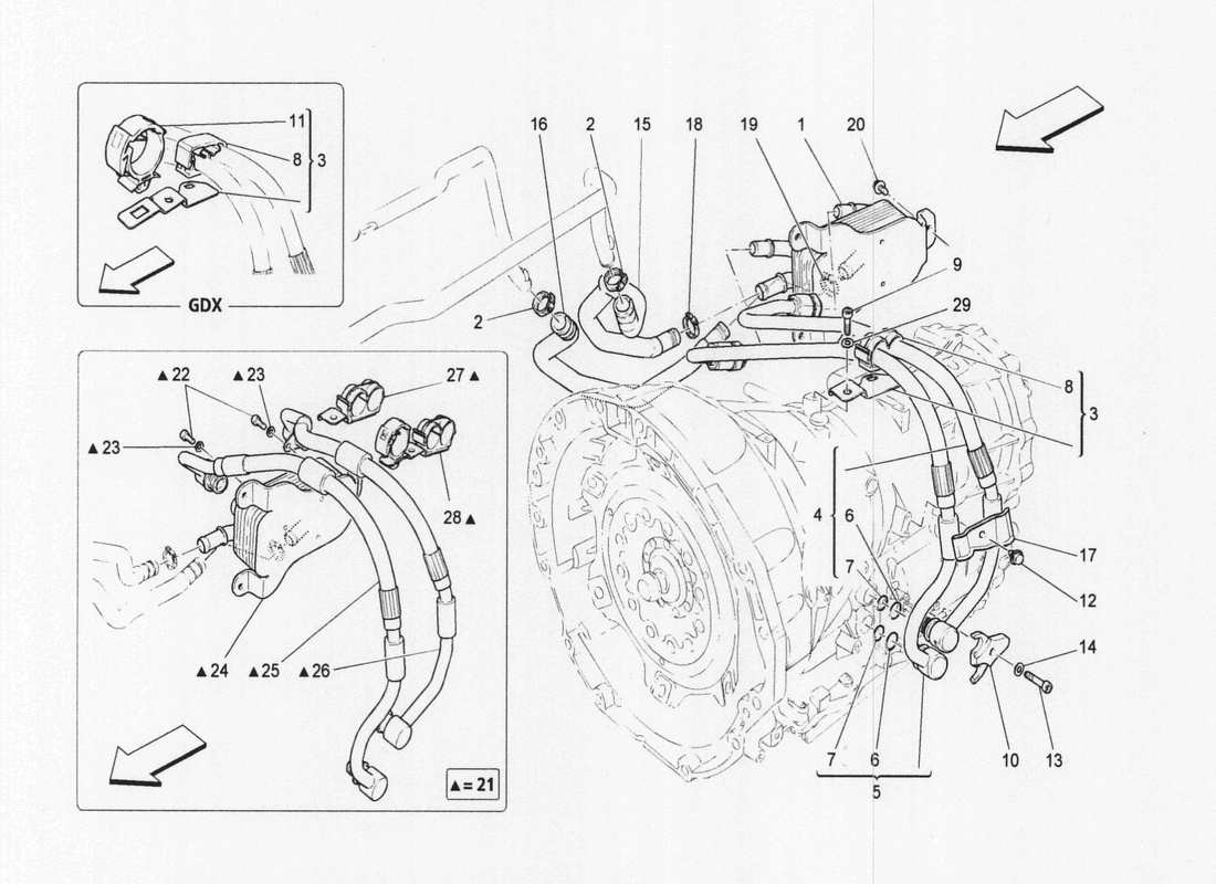 maserati qtp. v6 3.0 bt 410bhp 2wd 2017 lubrication and gearbox oil cooling part diagram