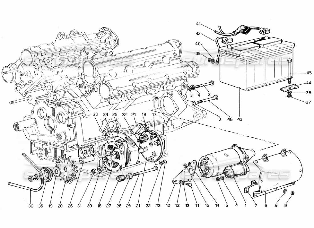 ferrari 308 gtb (1976) eletric generating system part diagram