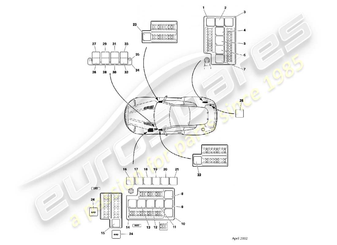 a part diagram from the aston martin vanquish (2002) parts catalogue