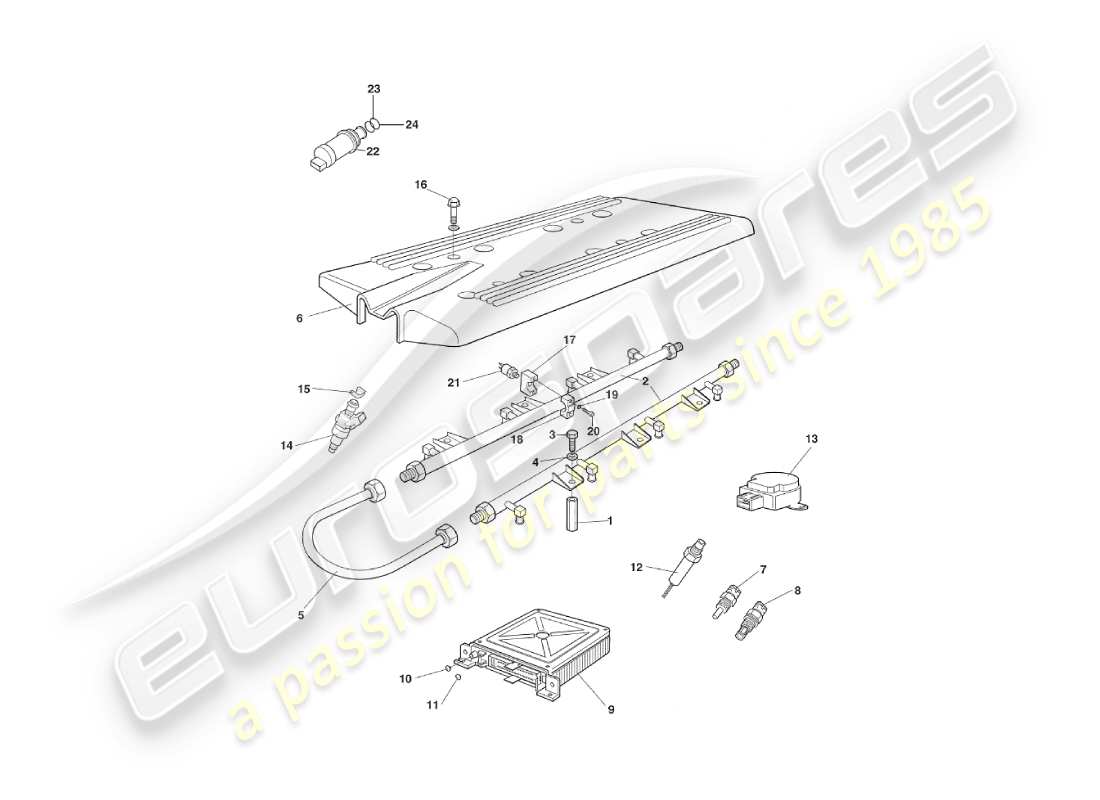 a part diagram from the aston martin v8 virage (1999) parts catalogue