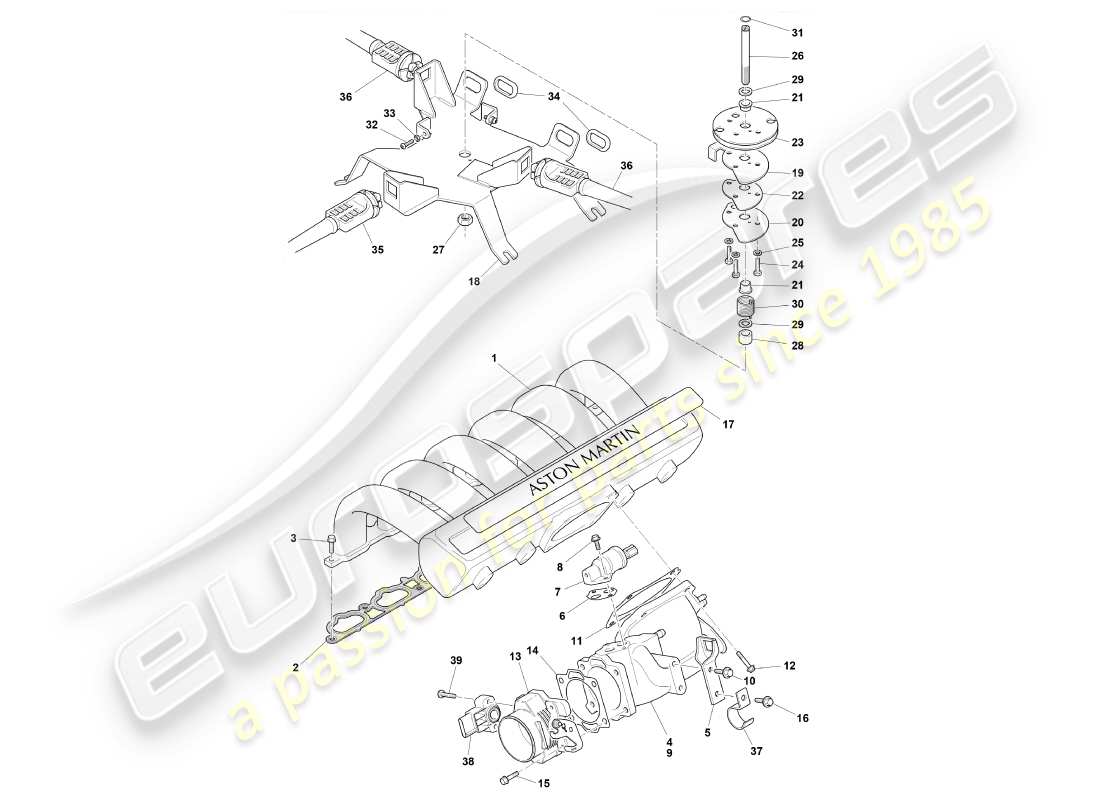 a part diagram from the aston martin db7 vantage (2004) parts catalogue