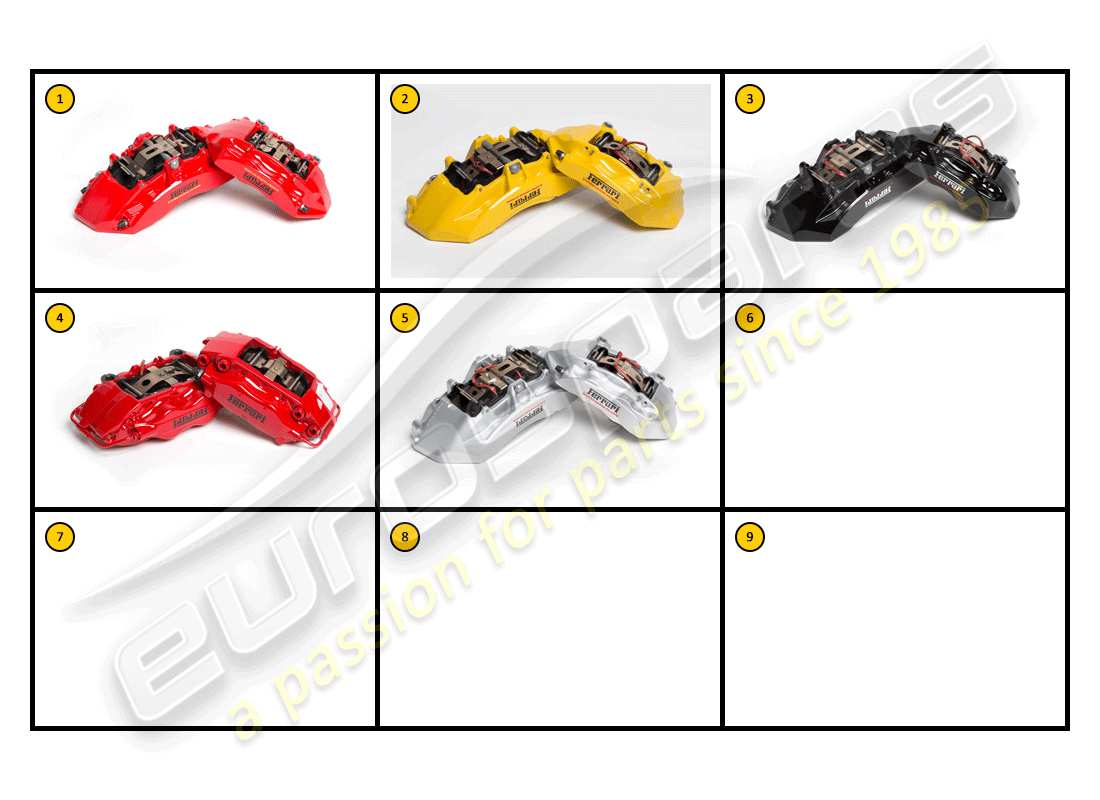 ferrari f430 coupe (accessories) exterior - callipers part diagram