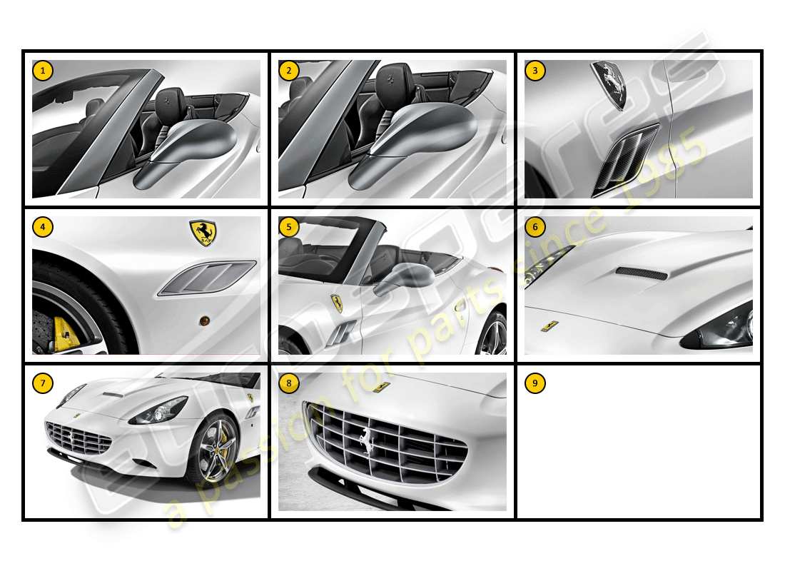 ferrari california (accessories) exterior - body part diagram