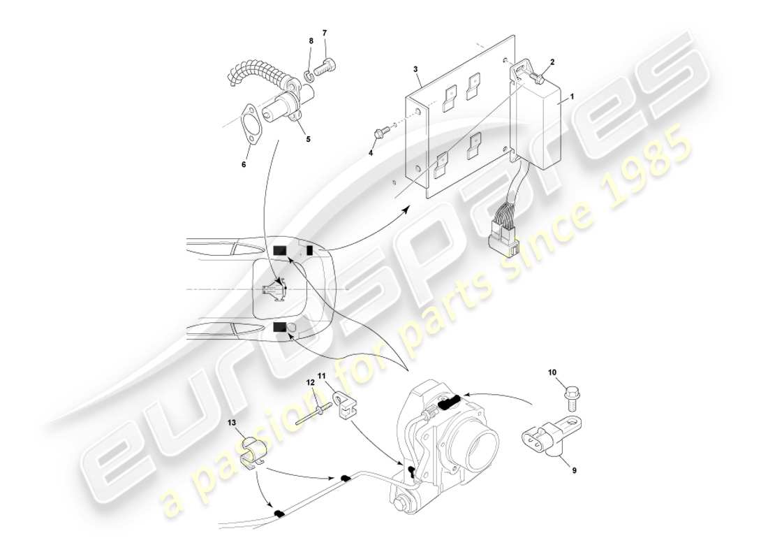 aston martin db7 vantage (2004) rearward mounted components part diagram