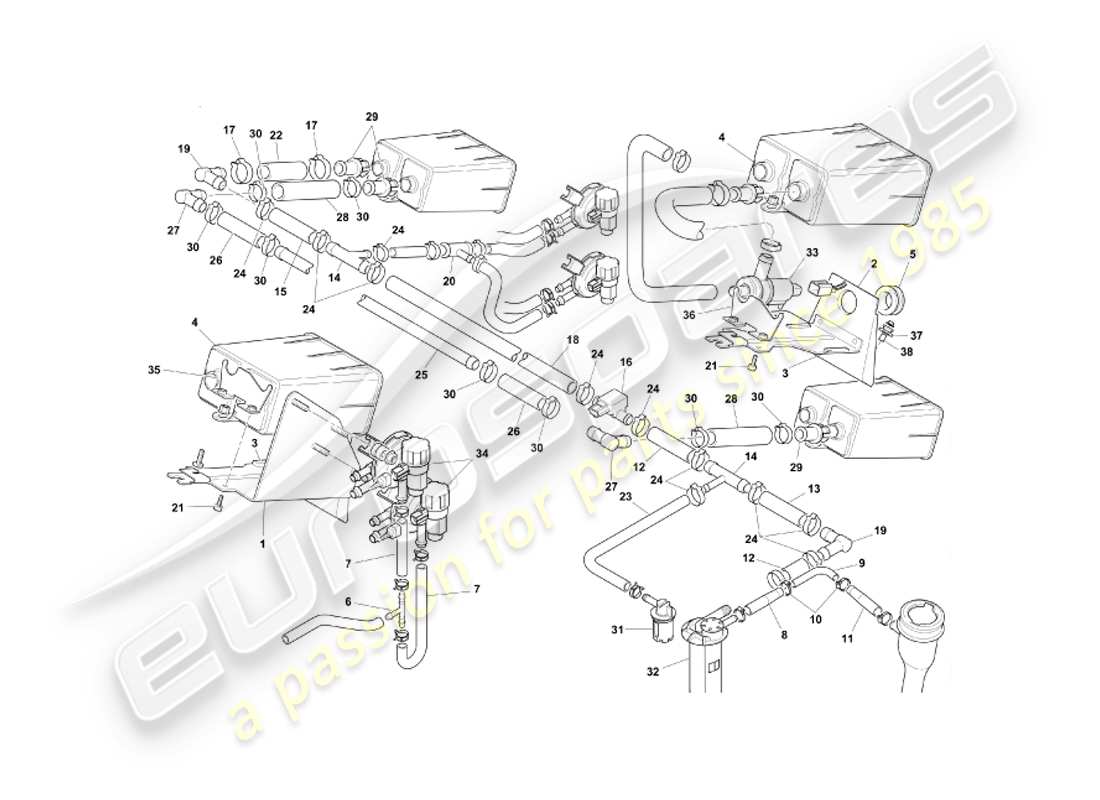 aston martin db7 vantage (2004) evaporative emission system, federal part diagram