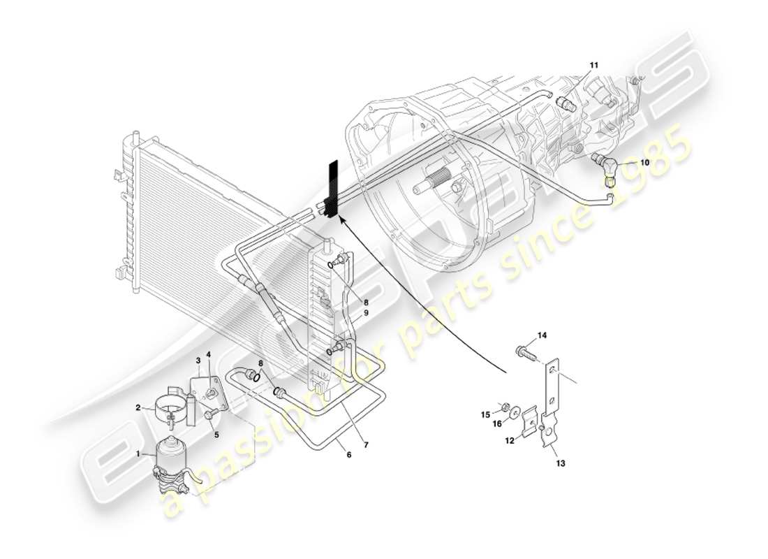 aston martin db7 vantage (2004) manual transmission, gearbox cooling part diagram