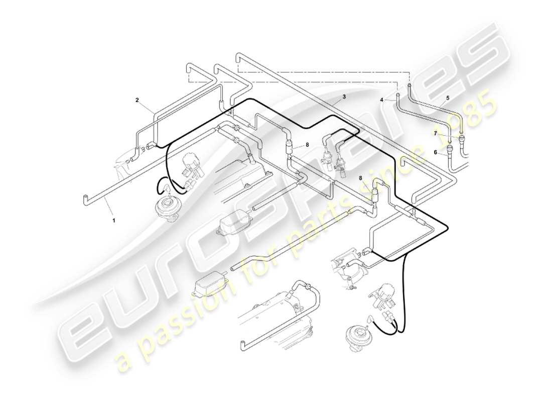 aston martin db7 vantage (2004) vacuum system, engine part diagram