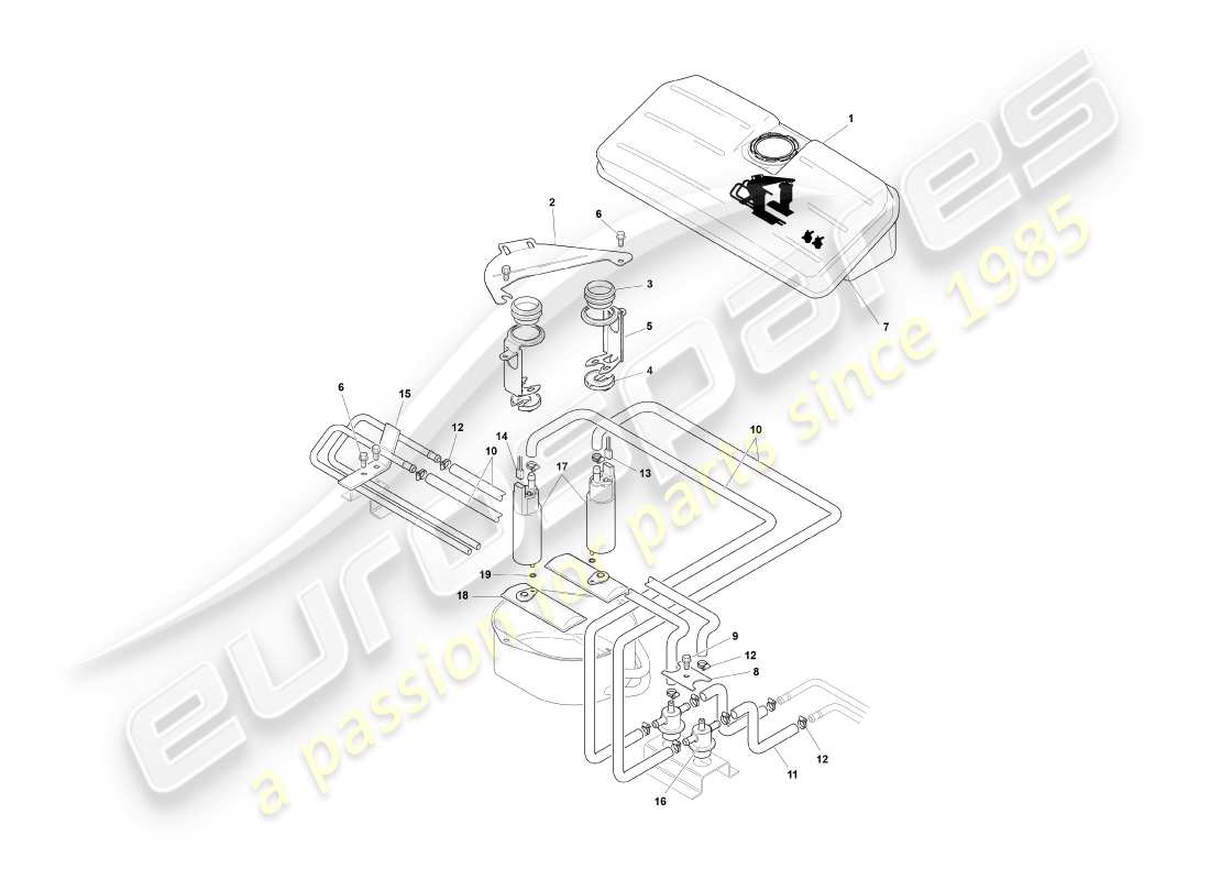 aston martin db7 vantage (2004) swirl pot, volante part diagram