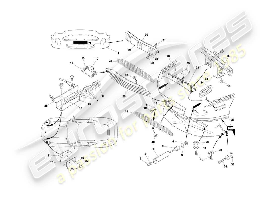 aston martin db7 vantage (2004) front bumper & apron part diagram