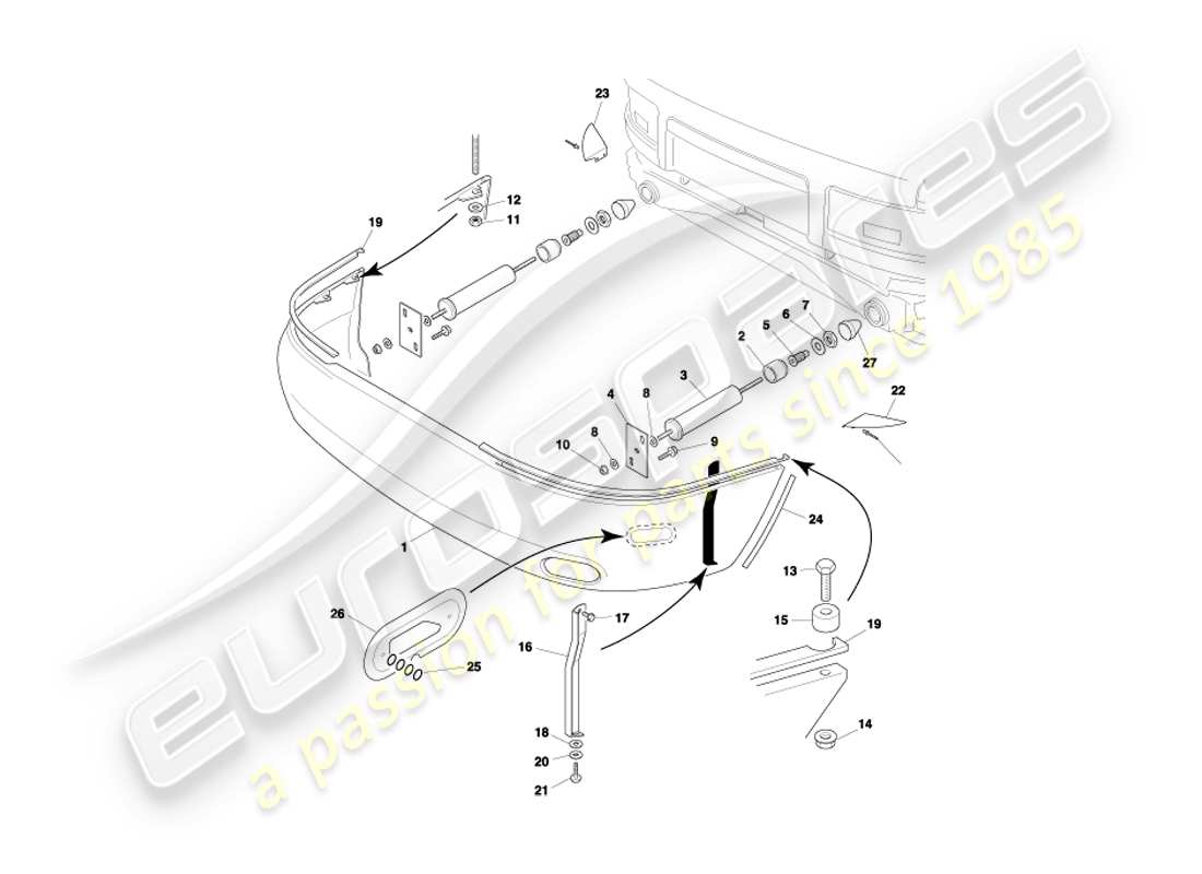 aston martin db7 vantage (2004) rear bumper e.a. part diagram